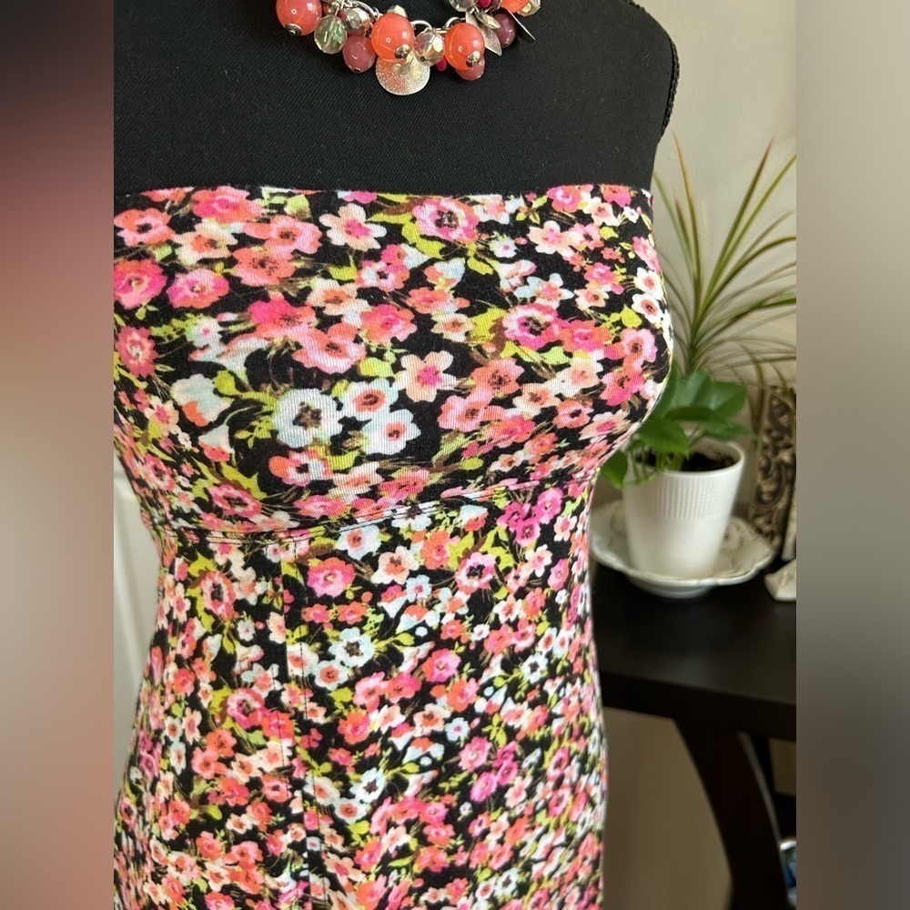 💖No Boundaries Strapless Floral Boho Front Slit Or Skirt Combo Dress XS - Picture 3 of 6